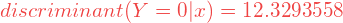 discriminant(Y = 0|x) = 12.3293558